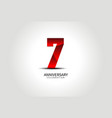 7 year anniversary celebration logo red number vector image