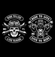 set of a biker pacth with skull on a motorcycle vector image vector image