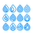 set of bue different water drop icons vector image
