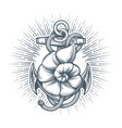 anchor with seashell nautical emblem vector image vector image
