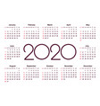 calendar 2020 year simple template vector image