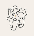linear face boho artistic abstract modern vector image vector image