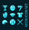 set baseball glowing neon style icons vector image vector image