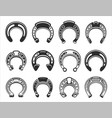 collection horseshoes monochrome icon flat vector image
