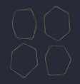 golden blank hexagon frame set vector image
