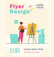 smiling woman standing near easel and painting vector image vector image