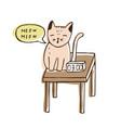 cute naughty cat sitting on bedside table near vector image vector image