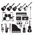 music instruments silhouette objects set vector image