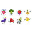 sports fruit characters set of cute healthy vector image