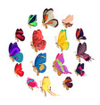 butterfly icons set cartoon style vector image vector image