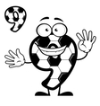 cartoon number 9 with soccer pattern vector image