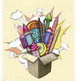 colorful large firework in cardboard box pop art vector image vector image