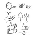 hand drawn simple set gardening related line vector image
