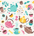 teapots and cups pattern vector image