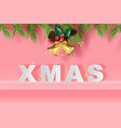 merry christmas and happy new year on pink pastel vector image vector image