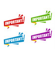 set color ribbon important with exclamation mark vector image vector image
