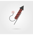 striped firework rocket icon with shadow vector image vector image