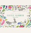 frame with two white rabbits vector image vector image