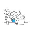 smiling business woman working on laptop vector image