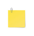 yellow sticky note with paper clip isolated vector image
