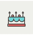 birthday cake with candles thin line icon vector image