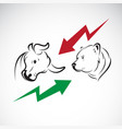 bull and bear symbols of stock market trends vector image vector image