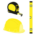 yellow level construction building helmet and tape vector image