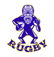 maori mask rugby player running with ball fending vector image vector image