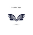 e letter sign and angel wings monogram wing logo vector image vector image