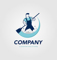 creative man cleaning concept logo design template vector image
