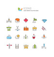 set flat line icons canada vector image