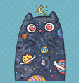 cartoon cute cat with the universe inside vector image