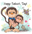 greeting card two monkeys a father and baby vector image