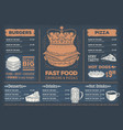 a design fast food restaurant menu cafe vector image vector image