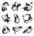 chrome shapes realistic set vector image