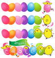 colorful eggs with funny baby chicken for easter vector image