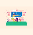 person watch favorite television show on tv home vector image