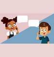 boy and girl talking over the phone in a dialogue vector image vector image
