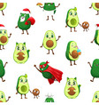 cartoon avocado funny characters seamless pattern vector image vector image