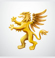 golden heraldic griffin emblem vector image vector image