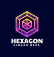 logo hexagon line art gradient style vector image vector image