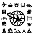 travel and vacation icons set vector image vector image