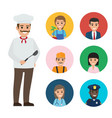 italian chef and set of people different jobs vector image