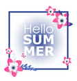 hand drawn lettering hello spring and flowers vector image
