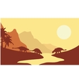 silhouette of ankylosaurus at the morning vector image