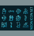 hunting set icons blue glowing neon style vector image vector image
