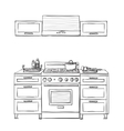 kitchen cupboard shelves vector image