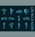 instruments set icons blue glowing neon style vector image