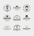 set vintage barbershop logos retro styled hair vector image