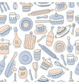 kitchen seamless pattern of decorative tableware vector image vector image